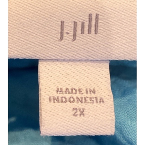 J. Jill popover 100% cotton gauze top Size 2X teal blue long sleeve V-neck - Picture 5 of 9